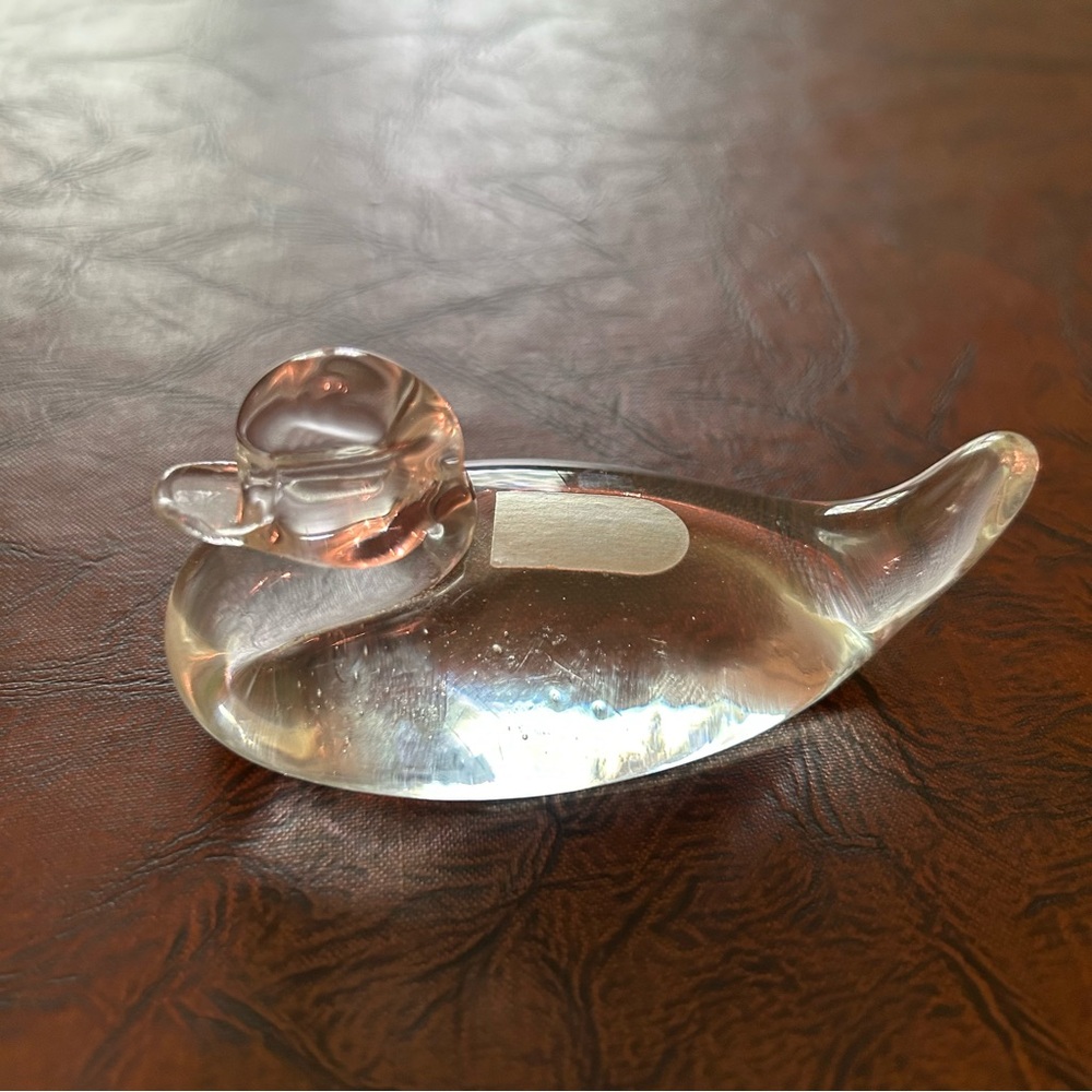 Elegant Clear Glass Duck Figurine